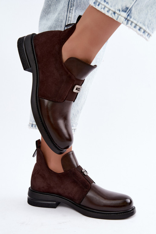 Damenstiefeletten mit breitem Absatz und Schlupfdesign Vinceza 58679 schokoladenfarben
