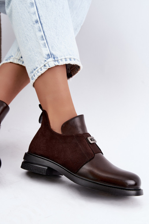 Damenstiefeletten mit breitem Absatz und Schlupfdesign Vinceza 58679 schokoladenfarben