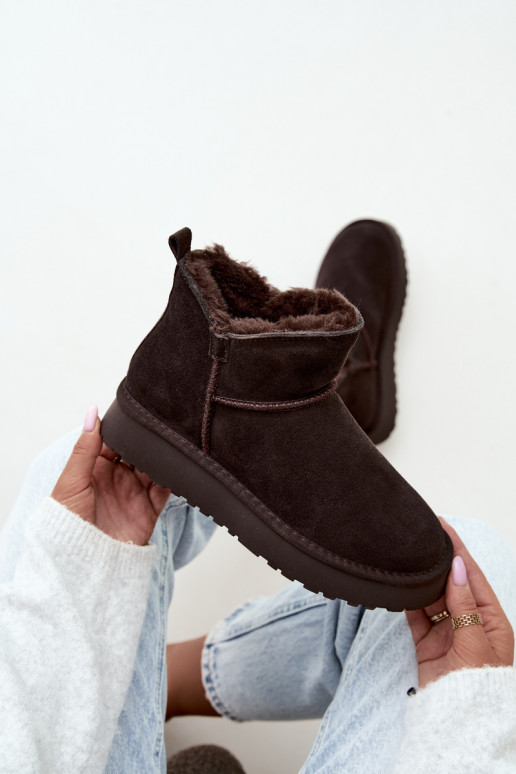 Schneestiefel aus Kunstveloursleder mit Isolierung und Fell innen Vinceza 97961 schokoladenfarben