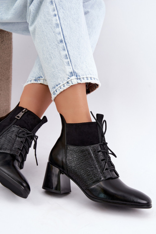 Wärmende Stiefeletten mit Absatz Vinceza 5867 schwarz