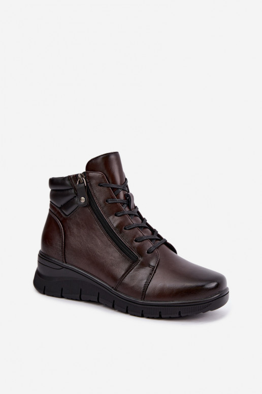 Haut Damenstiefel mit einer Plattform sich Zuarm laufen Vinceza 39963 CzekoladoZue