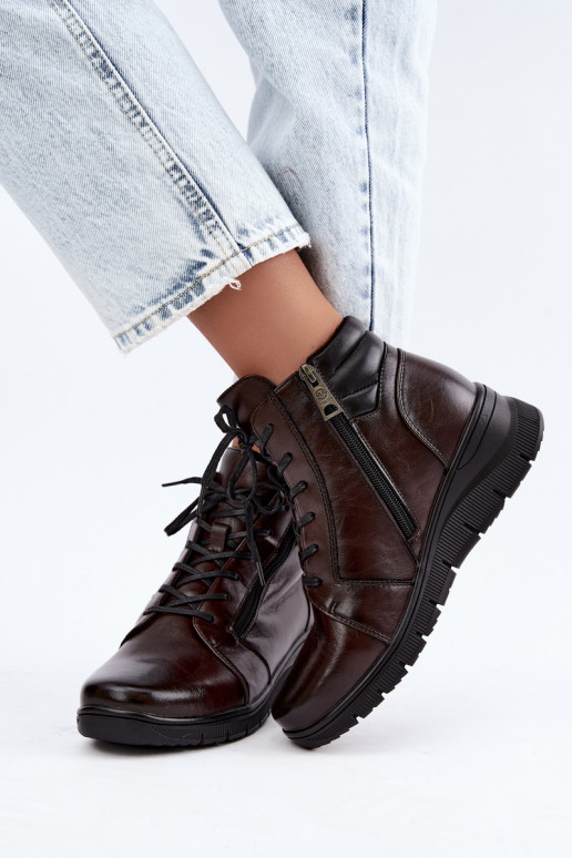 Haut Damenstiefel mit einer Plattform sich Zuarm laufen Vinceza 39963 CzekoladoZue
