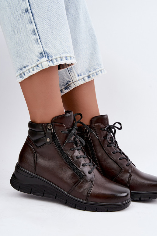 Haut Damenstiefel mit einer Plattform sich Zuarm laufen Vinceza 39963 CzekoladoZue