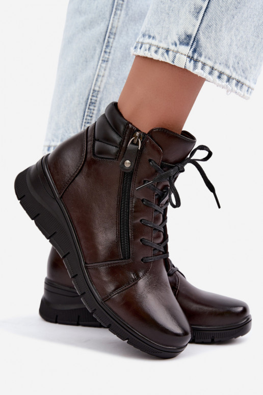 Haut Damenstiefel mit einer Plattform sich Zuarm laufen Vinceza 39963 CzekoladoZue