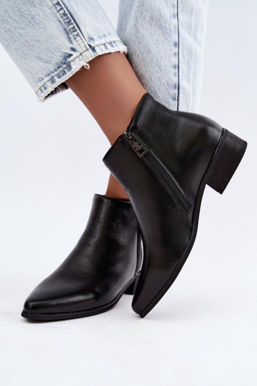 Haut Stiefel Auf niedrigem Absatz Vinceza 133136 schZuarze Farbe