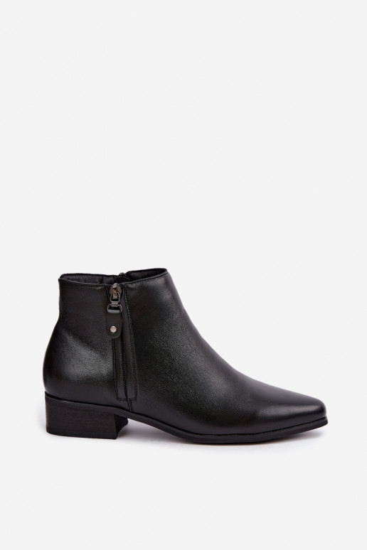 Leder Stiefeletten mit niedrigem Absatz Vinceza 133136 in schwarzer Farbe