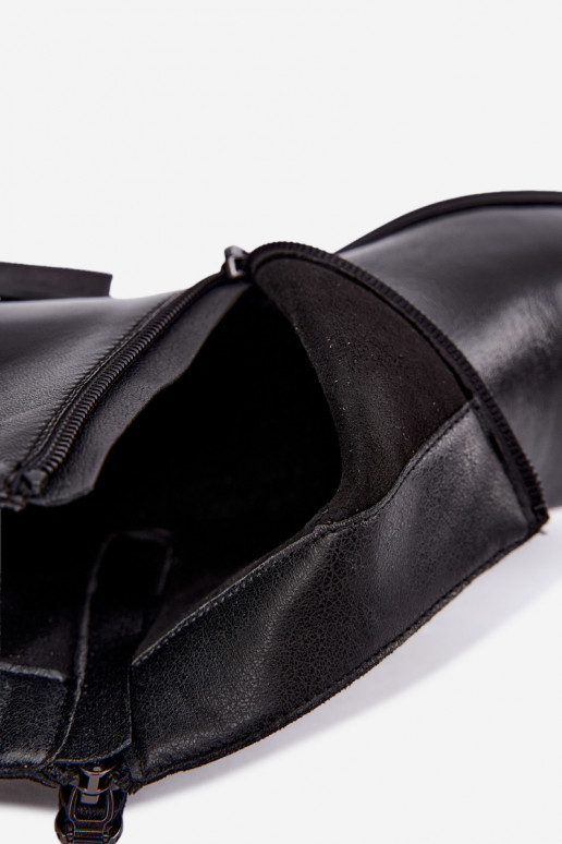 Leder Stiefeletten mit niedrigem Absatz Vinceza 133136 in schwarzer Farbe