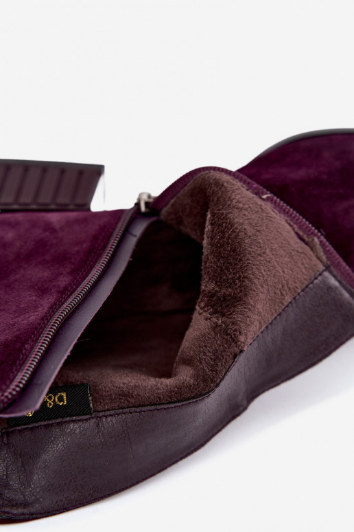 Damen Stiefeletten aus Kunstwildleder Klocke isoliert D&A CR62-3476 in Pflaumenfarbe