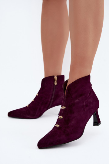 Leder Wildleder Damen isolierte Schuhe mit Absätzen D&A CR62-3496 in Pflaumenfarbe