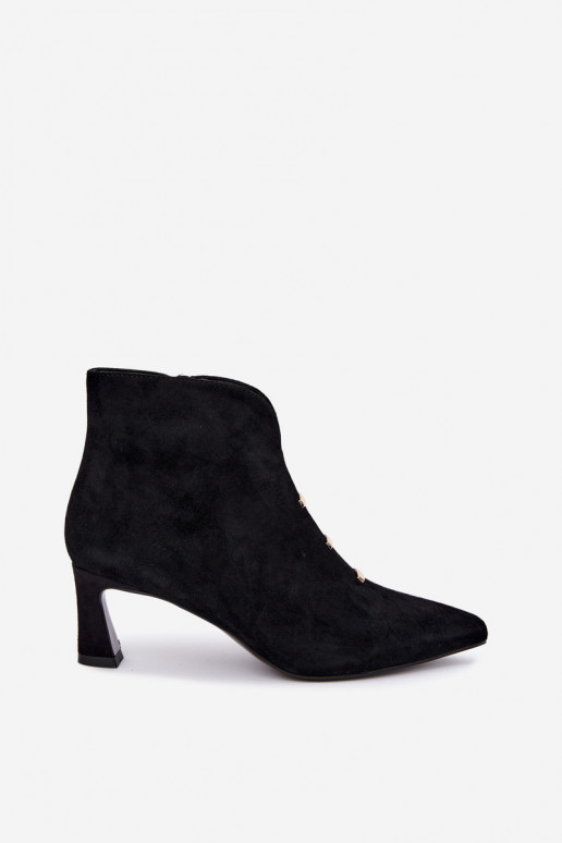 Leder Wildleder Damen isolierte Schuhe mit Absätzen D&A CR62-3496 in schwarzer Farbe