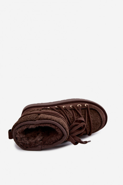 Haut aus INildleder Schneestiefel mit Pelzmantel D&A GR62-6021 CzekoladoZue