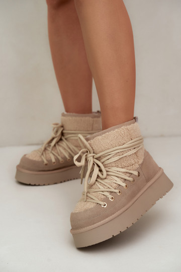 Haut aus INildleder Schneestiefel mit Pelzmantel D&A GR62-6021 Beige 2
