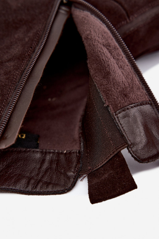 Stiefeletten aus Kunstwildleder mit Plateau isoliert D&A CR62-3448 in Schokoladenfarbe