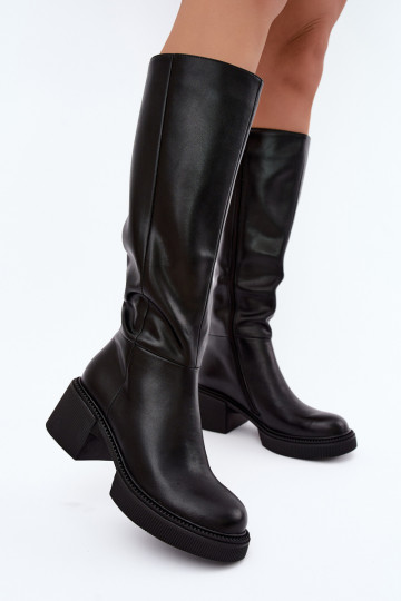 Wärmende Damen-Kniehohe Stiefel aus Kunstleder Klocke D&A MR62-9051 schwarz 2