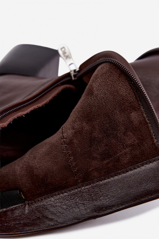 Wärmende Stiefeletten mit natürlichen Lederabsätzen CR62-3391 schokoladenfarben