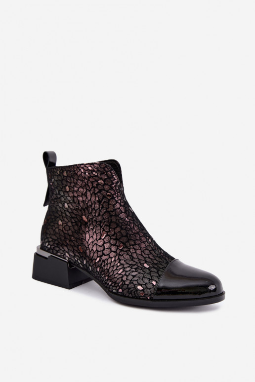Wärmende Stiefel aus Kunstveloursleder Klocke LZ62-2043 braun-schwarz