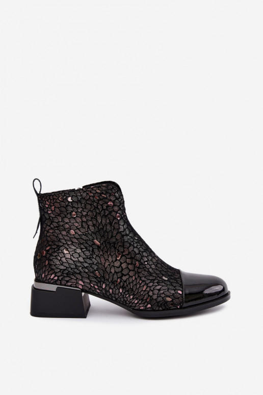 Wärmende Stiefel aus Kunstveloursleder Klocke LZ62-2043 braun-schwarz