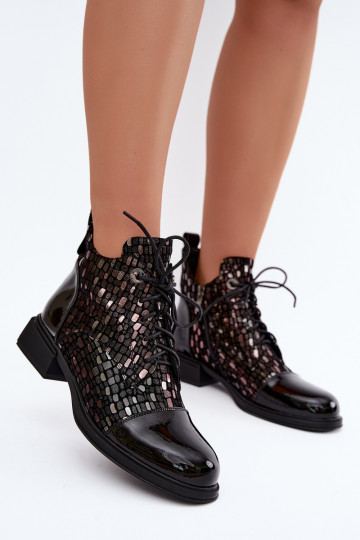Wärmende Damenstiefel aus Kunstveloursleder D&A LZ62-2030 schwarz 2