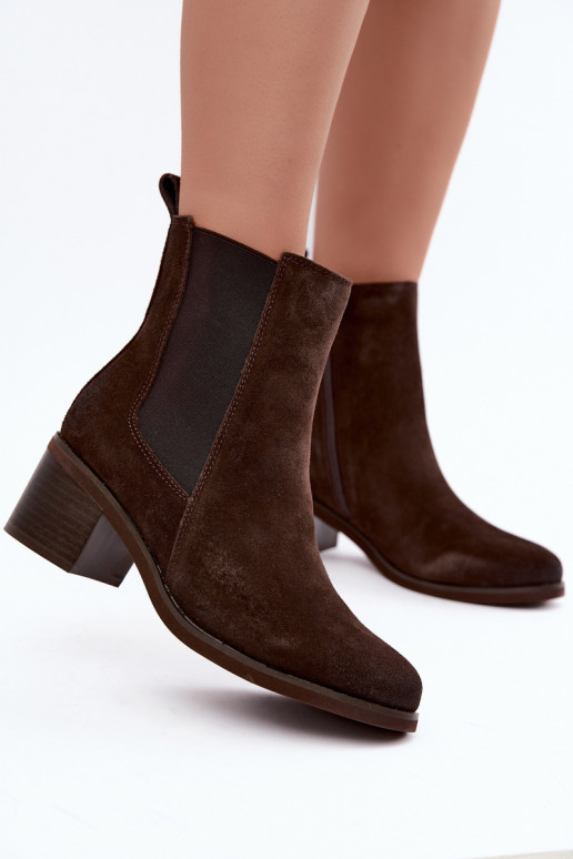 Stylische wärmende Stiefeletten aus Kunstveloursleder Klocke Vinceza 133105 schokoladenfarben