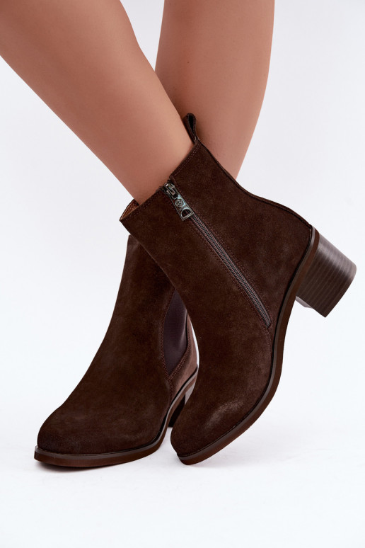 Stylische wärmende Stiefeletten aus Kunstveloursleder Klocke Vinceza 133105 schokoladenfarben