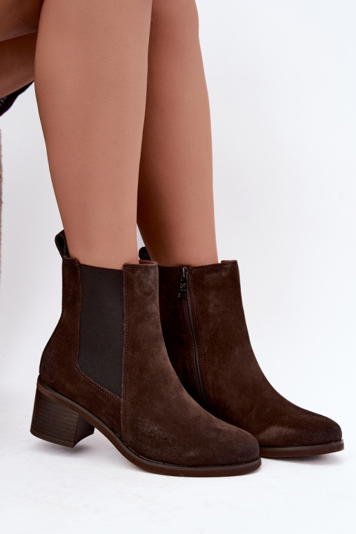 Stylische wärmende Stiefeletten aus Kunstveloursleder Klocke Vinceza 133105 schokoladenfarben