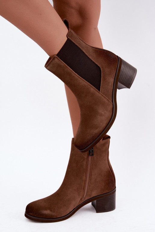 Stylische wärmende Stiefeletten aus Kunstveloursleder Klocke Vinceza 133105 braun