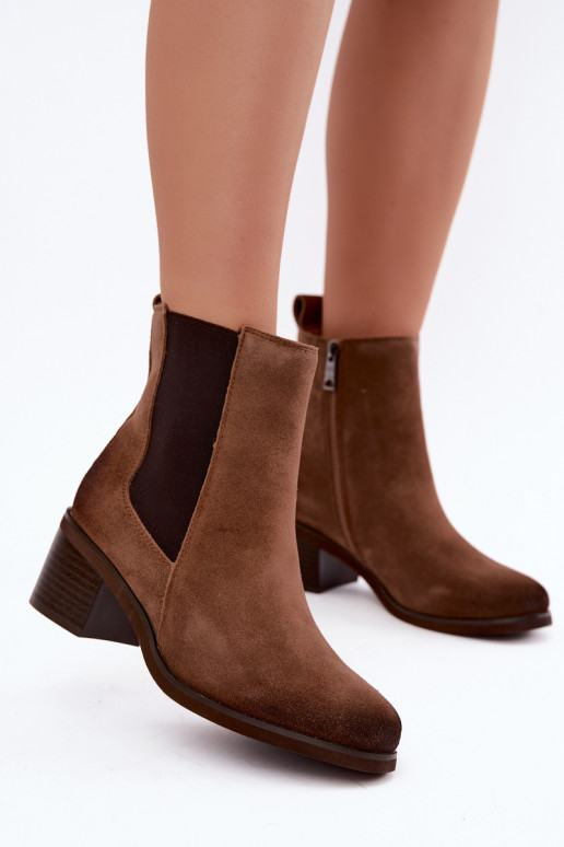 Stylische wärmende Stiefeletten aus Kunstveloursleder Klocke Vinceza 133105 braun