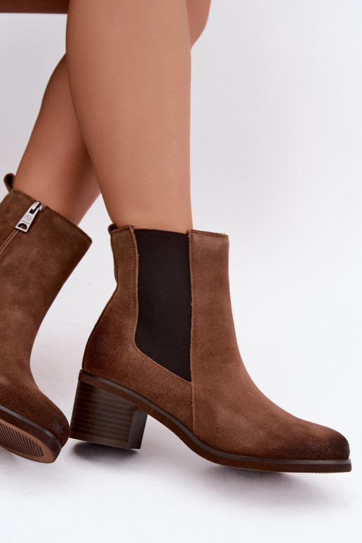 Stylische wärmende Stiefeletten aus Kunstveloursleder Klocke Vinceza 133105 braun