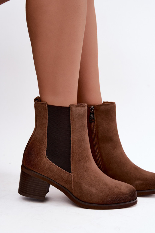Stylische wärmende Stiefeletten aus Kunstveloursleder Klocke Vinceza 133105 braun