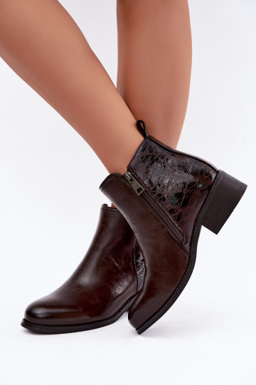 Wärmende Stiefeletten aus Kunstleder mit niedrigem Absatz Vinceza 133133 schokoladenfarben 2