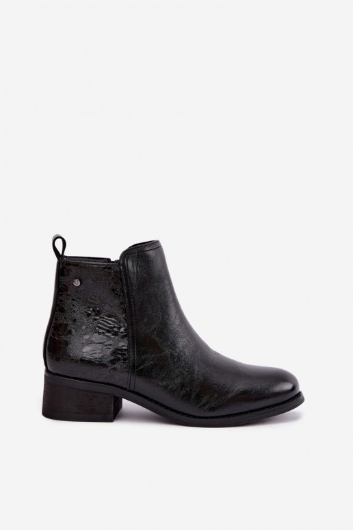 Wärmende Stiefeletten aus Kunstleder mit niedrigem Absatz Vinceza 133133 schwarz