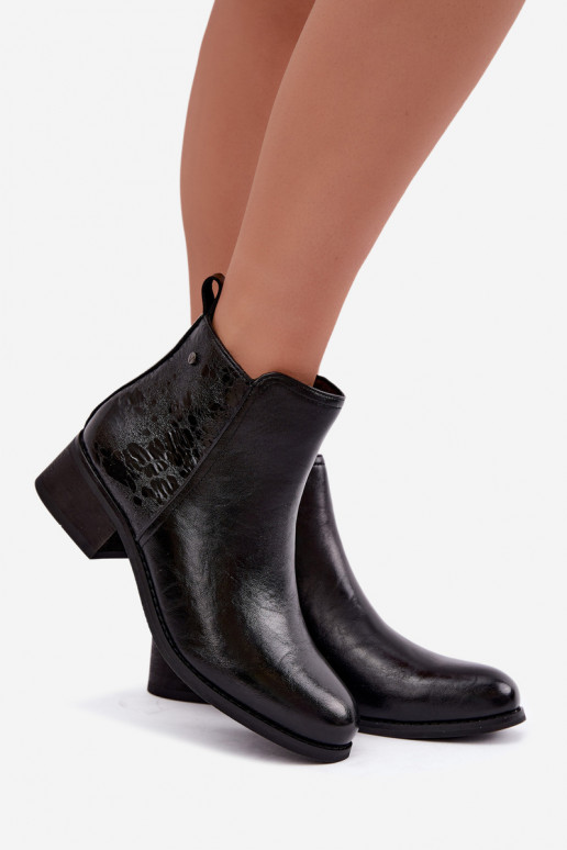 Wärmende Stiefeletten aus Kunstleder mit niedrigem Absatz Vinceza 133133 schwarz