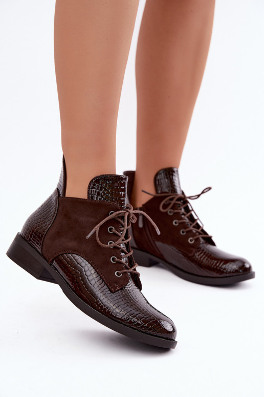 Wärmende Stiefeletten mit geprägtem Design Vinceza 16524 schokoladenfarben