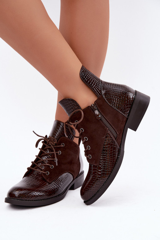 Wärmende Stiefeletten mit geprägtem Design Vinceza 16524 schokoladenfarben