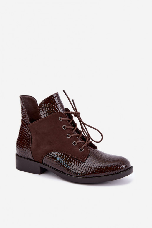 Wärmende Stiefeletten mit geprägtem Design Vinceza 16524 schokoladenfarben