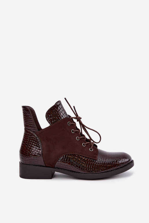 Wärmende Stiefeletten mit geprägtem Design Vinceza 16524 schokoladenfarben
