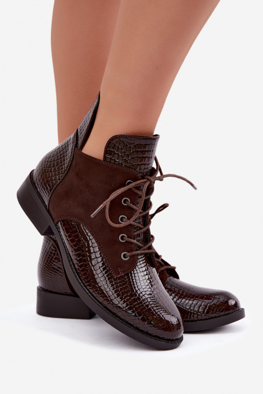 Wärmende Stiefeletten mit geprägtem Design Vinceza 16524 schokoladenfarben