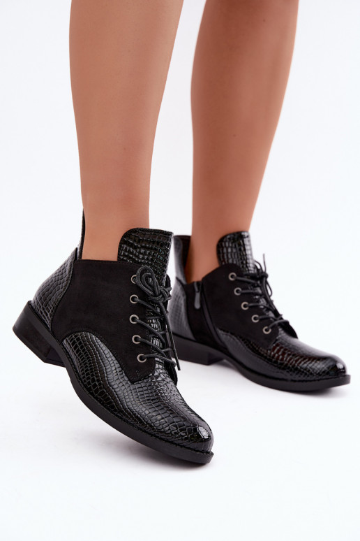Wärmende Stiefeletten mit geprägtem Design Vinceza 16524 schwarz