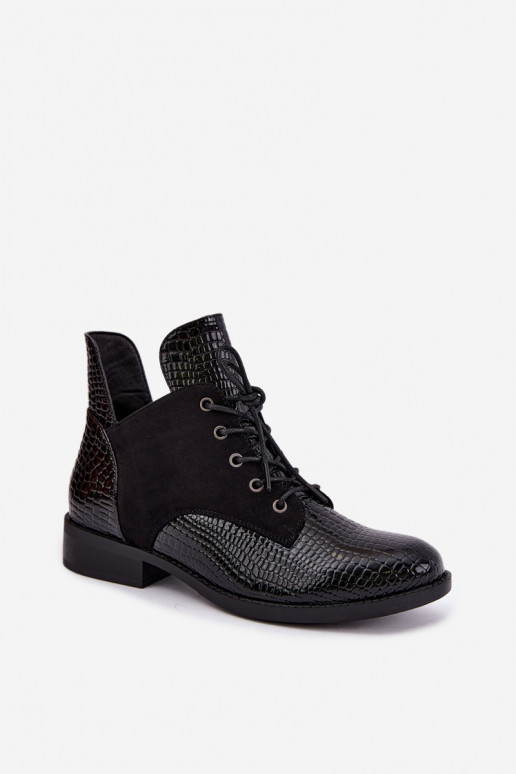 Wärmende Stiefeletten mit geprägtem Design Vinceza 16524 schwarz