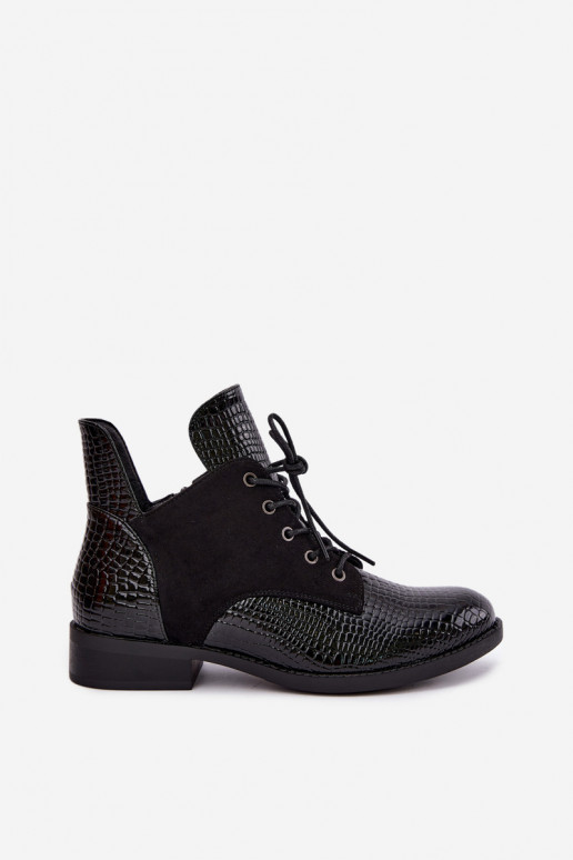 Wärmende Stiefeletten mit geprägtem Design Vinceza 16524 schwarz