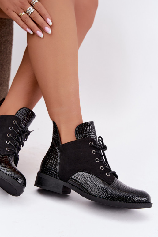 Wärmende Stiefeletten mit geprägtem Design Vinceza 16524 schwarz