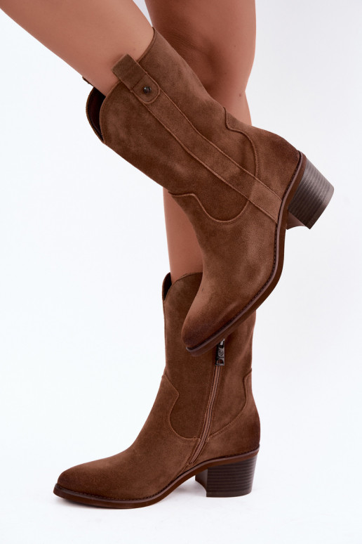 gefütterte Cowboy-Stiefeletten mit Absätzen Vinceza 133106 in braun