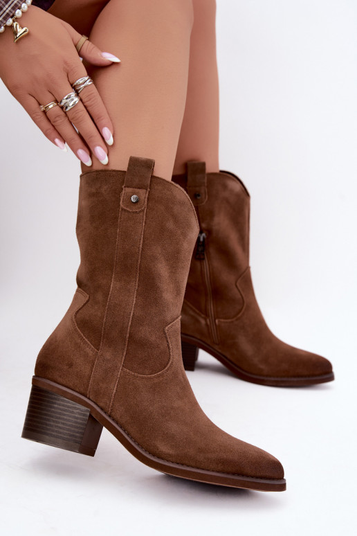 gefütterte Cowboy-Stiefeletten mit Absätzen Vinceza 133106 in braun