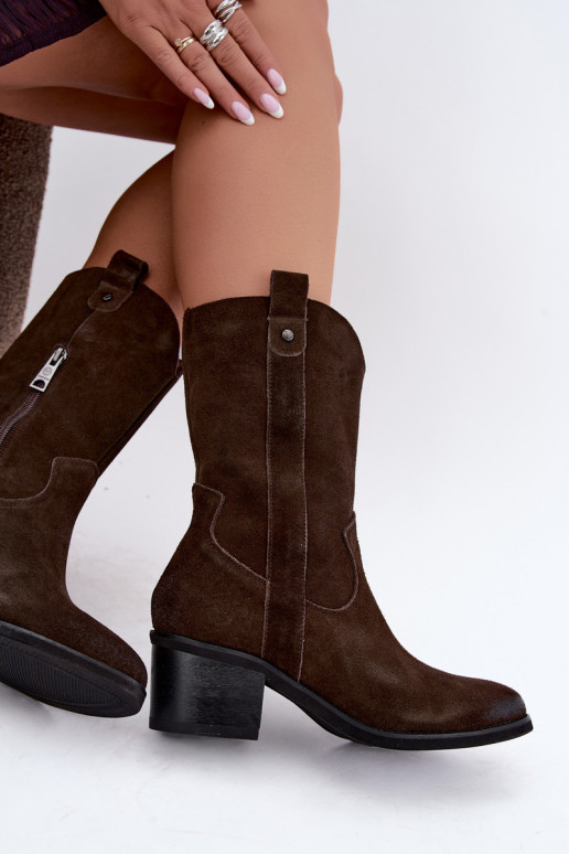 gefütterte Cowboy-Stiefeletten mit Absätzen Vinceza 133106 in schokoladenbraun