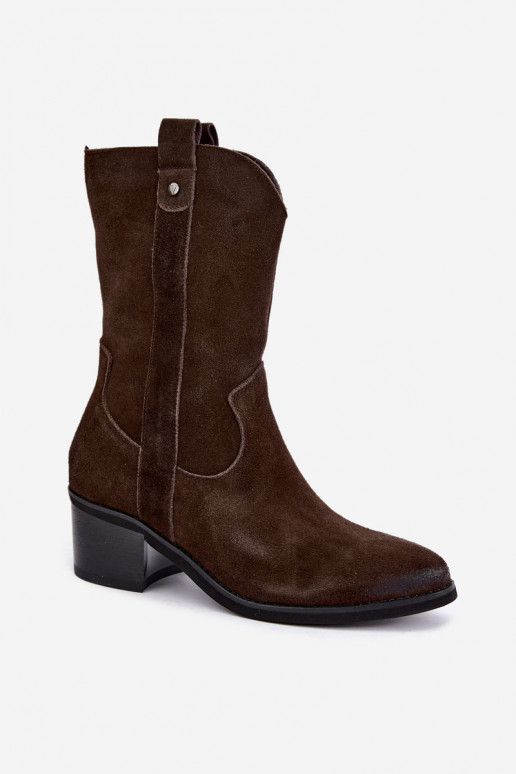 gefütterte Cowboy-Stiefeletten mit Absätzen Vinceza 133106 in schokoladenbraun