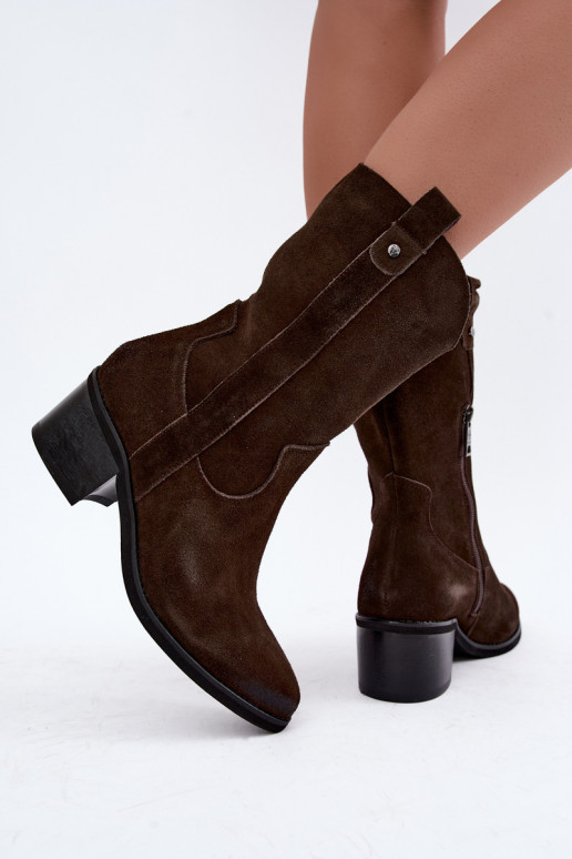 gefütterte Cowboy-Stiefeletten mit Absätzen Vinceza 133106 in schokoladenbraun