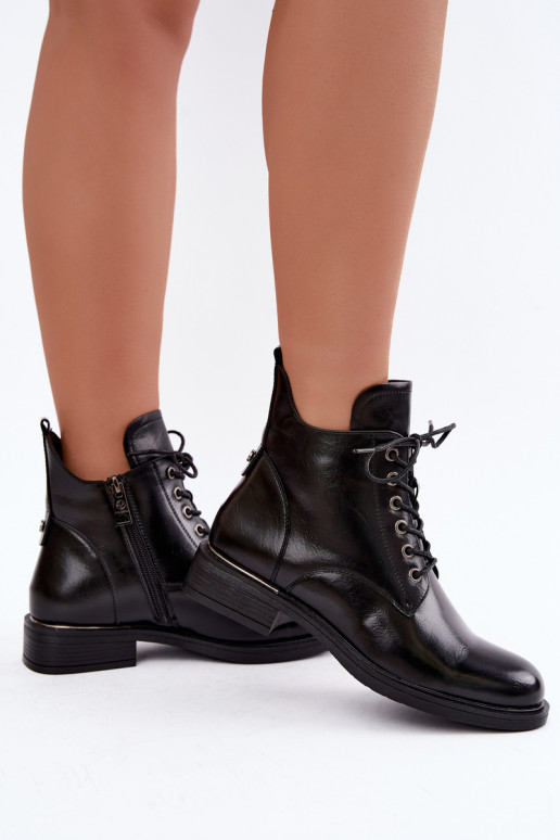 gefütterte Stiefeletten mit breiten Absätzen Vinceza 58677 in schwarz