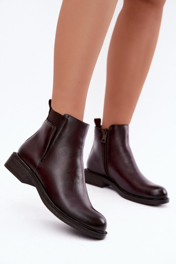 gefütterte Damen-Stiefeletten mit breiten Absätzen Vinceza 58690 in bordeaux