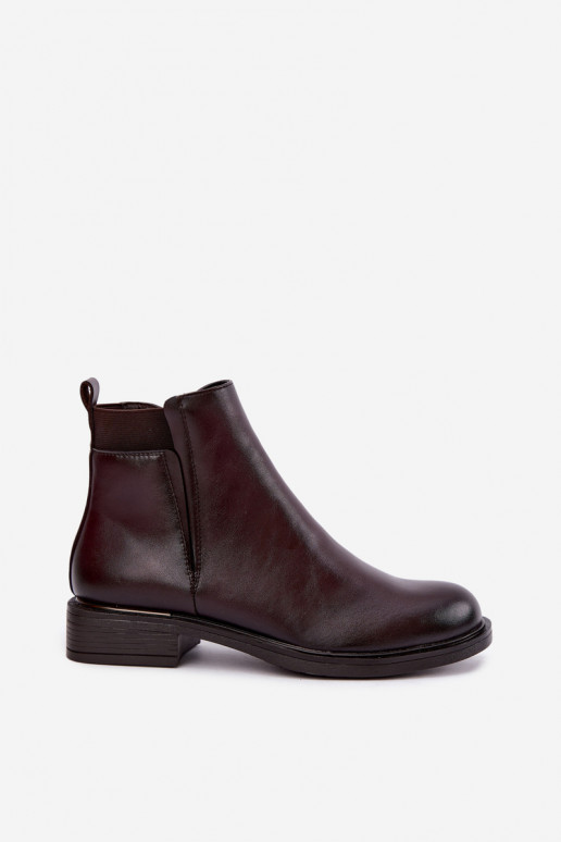 gefütterte Damen-Stiefeletten mit breiten Absätzen Vinceza 58690 in bordeaux