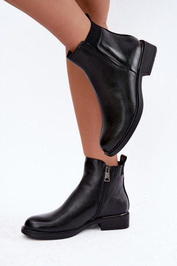 gefütterte Damen-Stiefeletten mit breiten Absätzen Vinceza 58690 in schwarz
